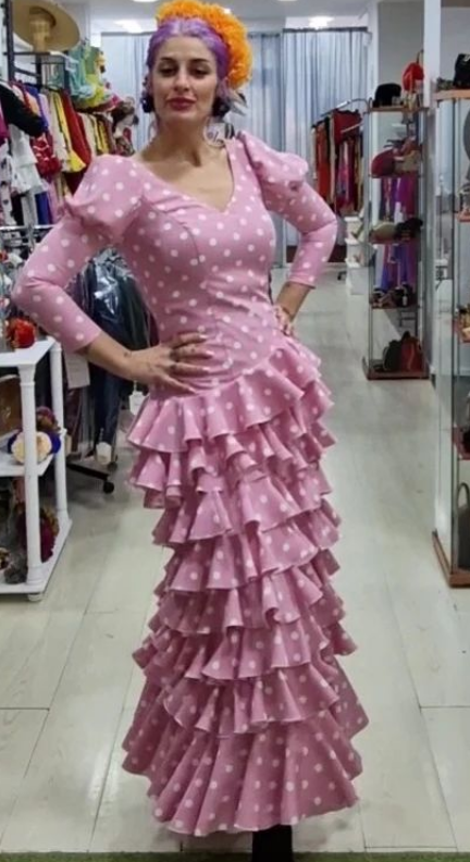 TRAJE DE FLAMENCA - ROSA LUNAR BLANCO