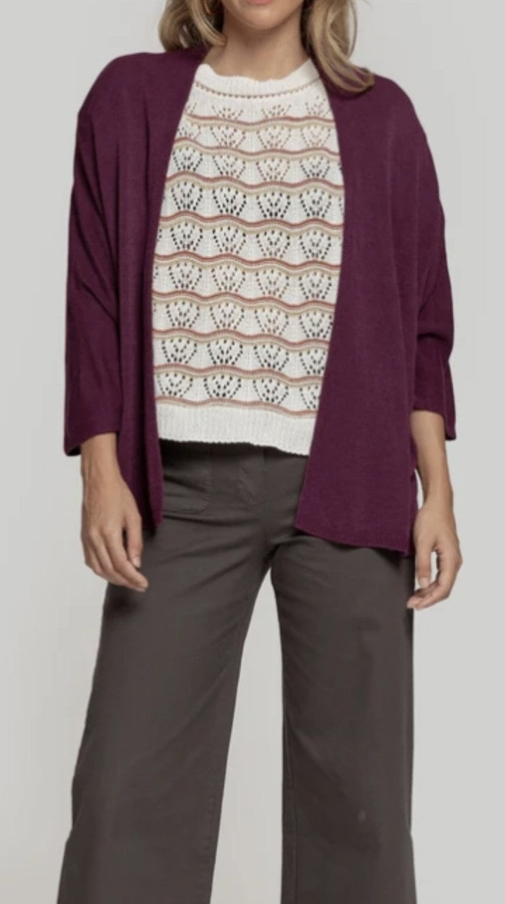 CARDIGAN - HILO CON MANGA JAPONESA - PURPURA