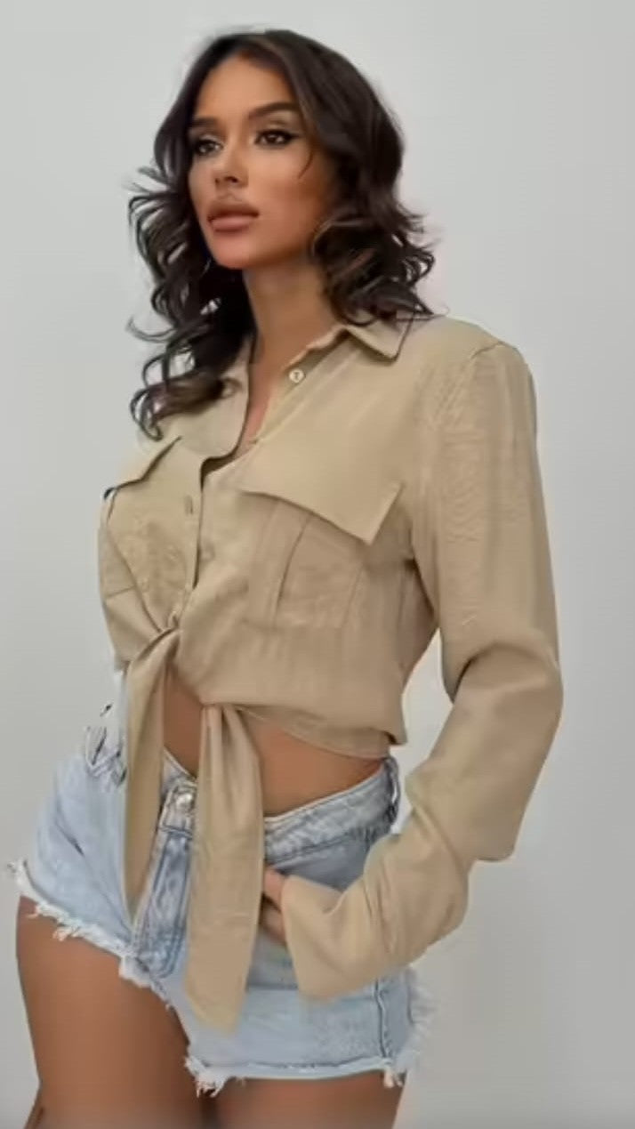 CAMISA - NUDO FRONTAL - BEIGE