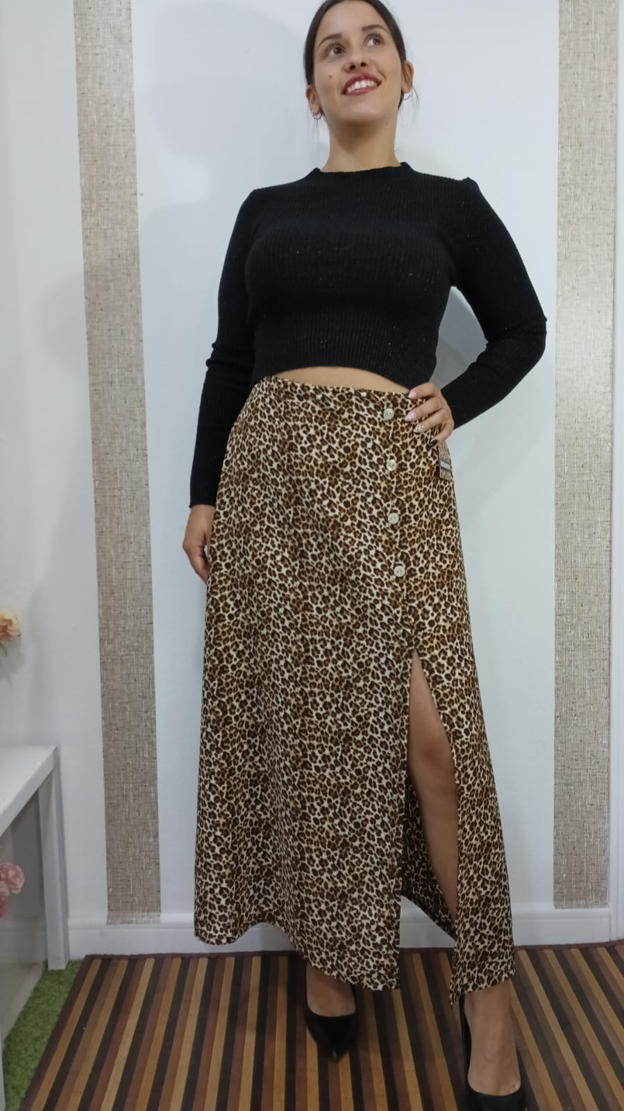 FALDA ESTAMPADA - ANIMAL PRINT - TONOS MARRONES