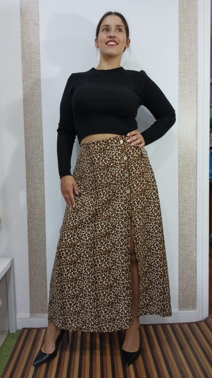 FALDA ESTAMPADA - ANIMAL PRINT - TONOS MARRONES