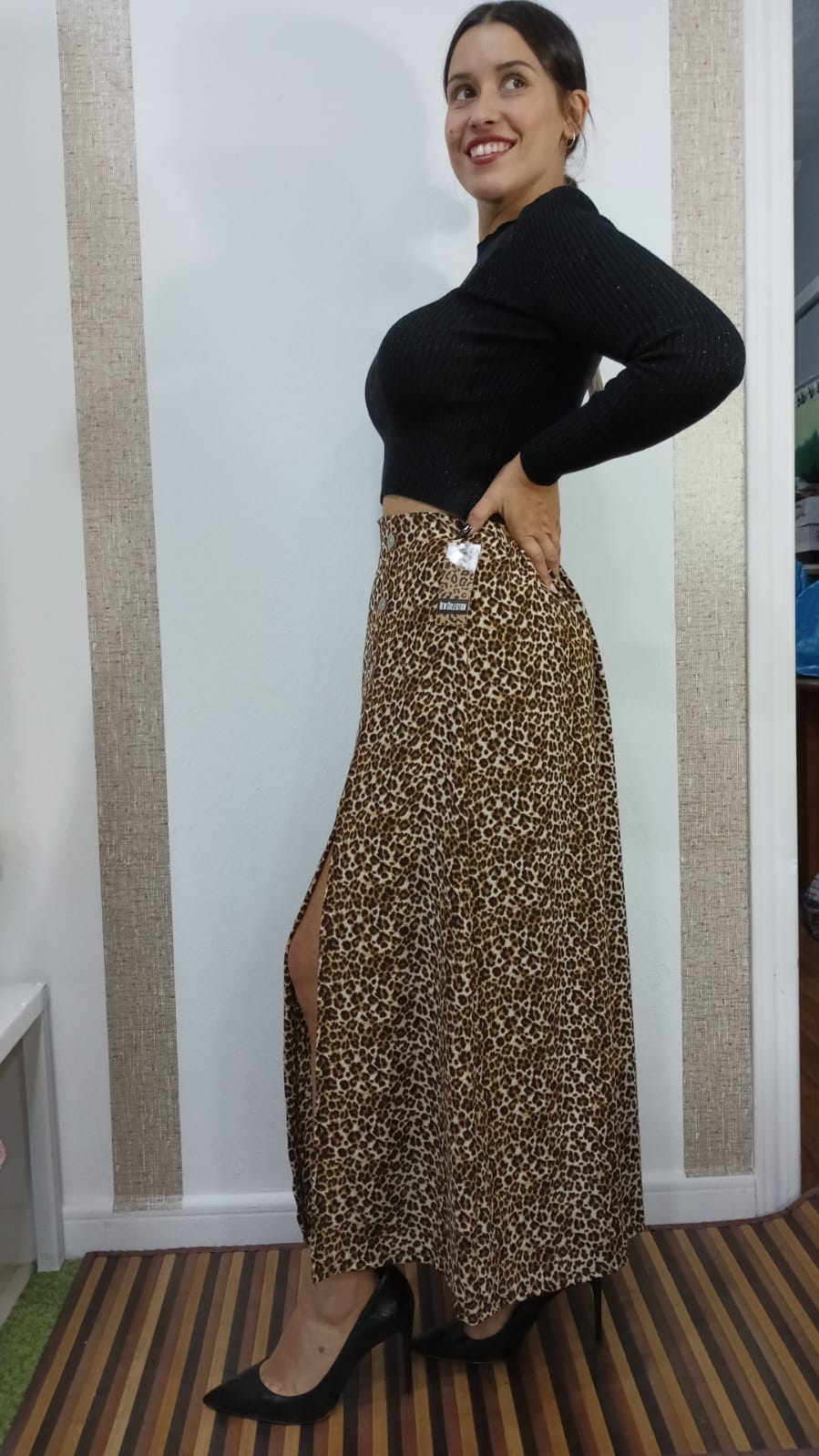 FALDA ESTAMPADA - ANIMAL PRINT - TONOS MARRONES