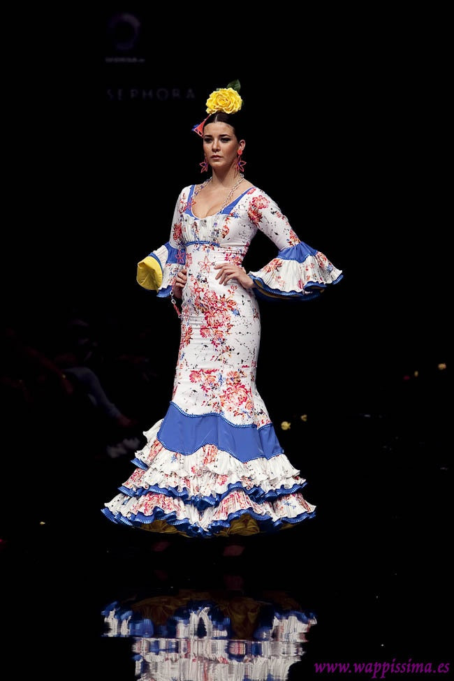 TRAJE DE FLAMENCA - ESTAMPADO COMBINADO - METALICO & AMARILLO