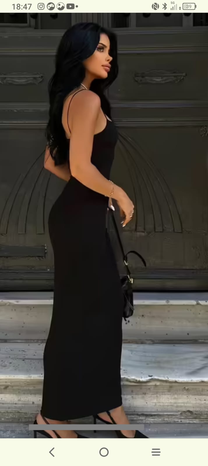 VESTIDO - LARGO DE TIRANTAS - NEGRO
