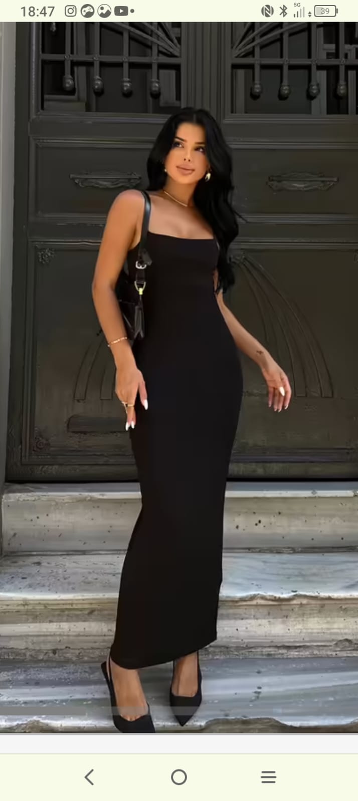 VESTIDO - LARGO DE TIRANTAS - NEGRO
