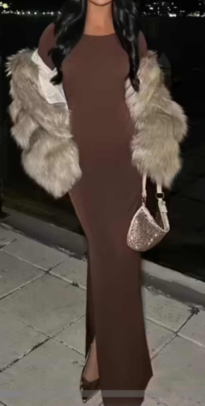 VESTIDO - LICRA - MARRON