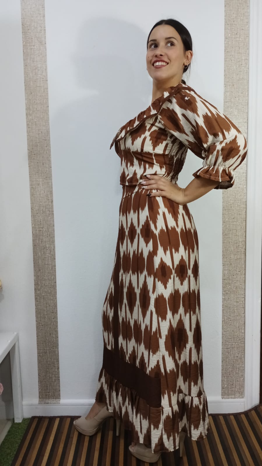 CONJUNTO - DOS PIEZAS ESTAMPADO - MARRON & BEIGE