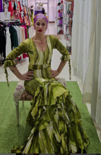 TRAJE DE FLAMENCA - ESTAMPADO DEGRADE EN TONOS VERDES
