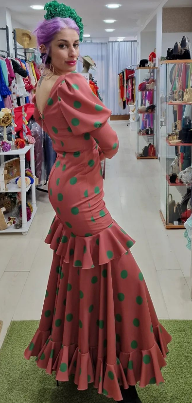 Traje de flamenca - Maquillaje lunares Verdes