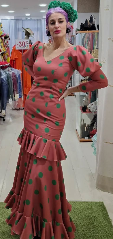 Traje de flamenca - Maquillaje lunares Verdes