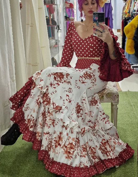 Traje de flamenca dos piezas - estampado & lunar