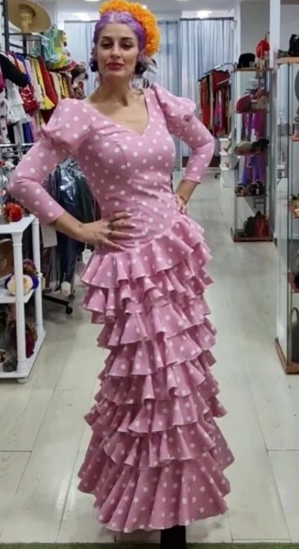 Traje de flamenca - Rosa lunar Blanco