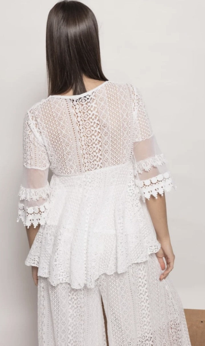 Blusa encaje - blanca