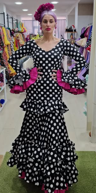 Traje de flamenca - Negro lunar Blanco