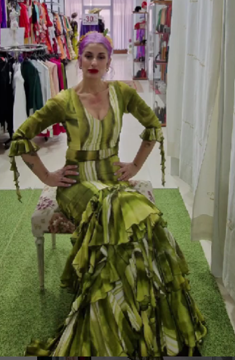 Traje de flamenca - estampado degradé en tonos verdes